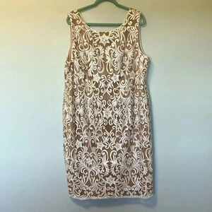 Adriana Papell lace  nude dress